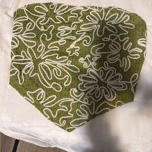 SHEIN Olive and White Embroidered Pillow Cover